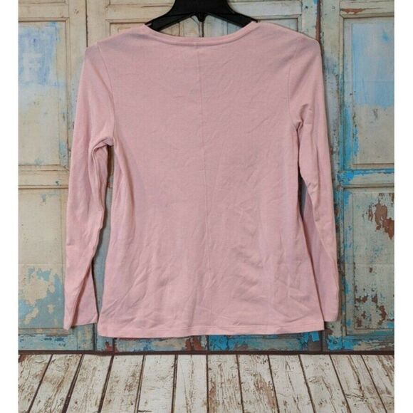 Maison Jules Womens Size Small Pink Scoop Neck Long Sleeves Pullover T Shirt - Picture 2 of 7